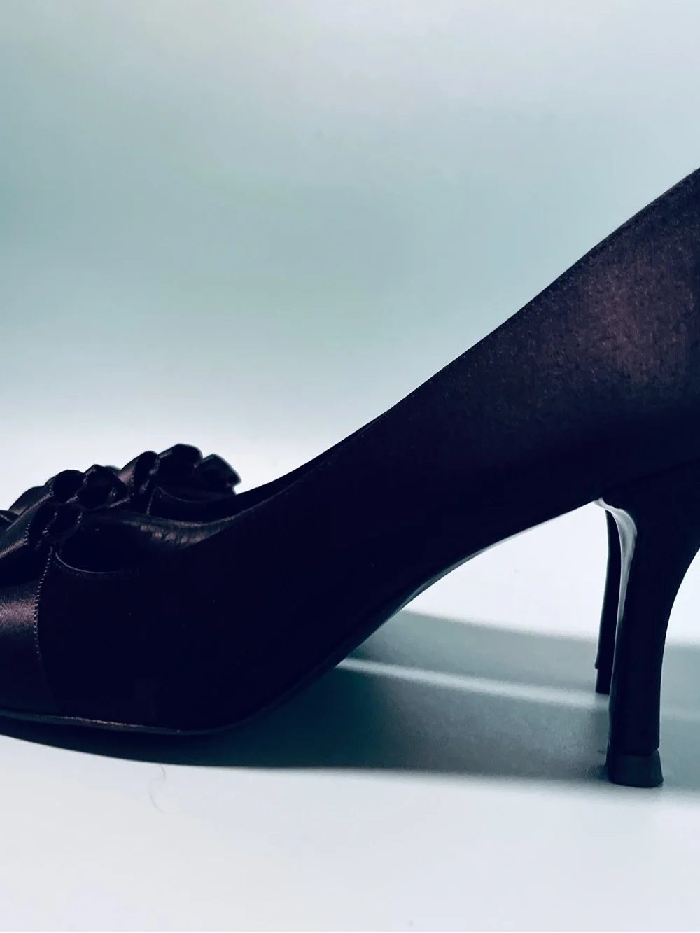 Stuart Weitzman Peep Toe Satin Pumps